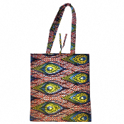 Tote bag "Oeil de boeuf" en pagne wax et en toile